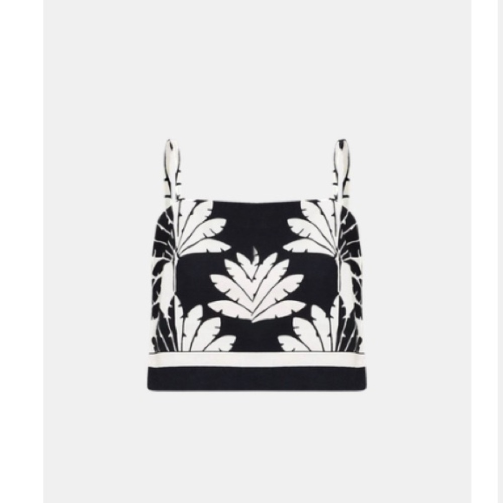 Loft Black and White Palm Linen Cami